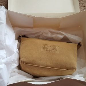 Coach camel colored suede pouch NWT